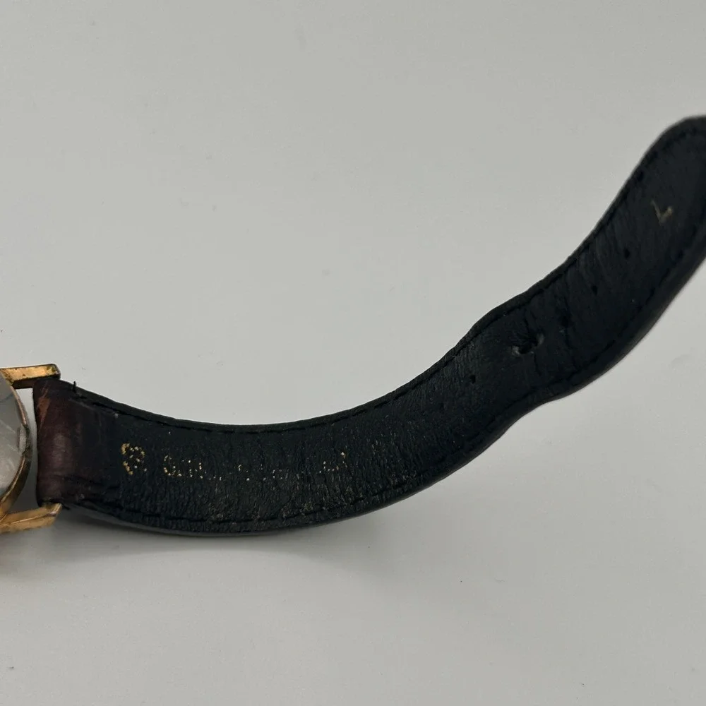 Vtg‎ Timex Electric Mens Watch Gold Tone Champagne Dial Brown Leather FOR REPAIR